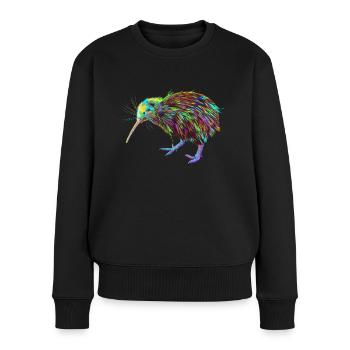 Splash Kiwi Vogel - Frauen Premium Bio Pullover - Schwarz - Vorne - Julia (174cm)