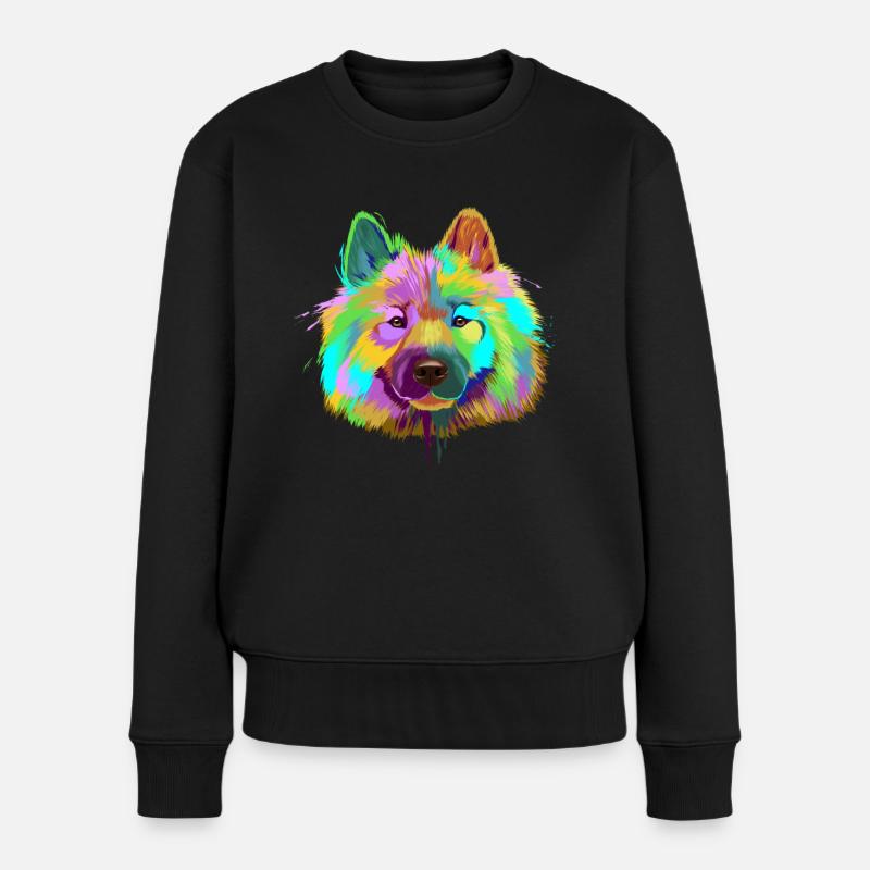 Splash Eurasier Hund - Frauen Premium Bio Pullover - Schwarz