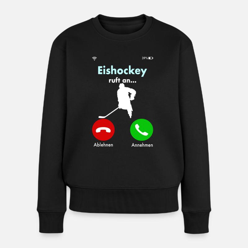 Eishockey Hockey Puck Spruch Lustig Geschenkidee - Frauen Premium Bio Pullover - Schwarz