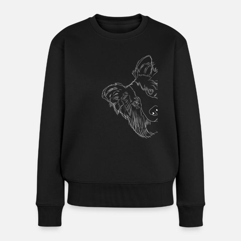 Neugieriger Border Collie Hund - Frauen Premium Bio Pullover - Schwarz