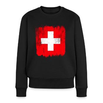 Schweiz Flagge - Frauen Premium Bio Pullover - Schwarz - Vorne - Julia (174cm)