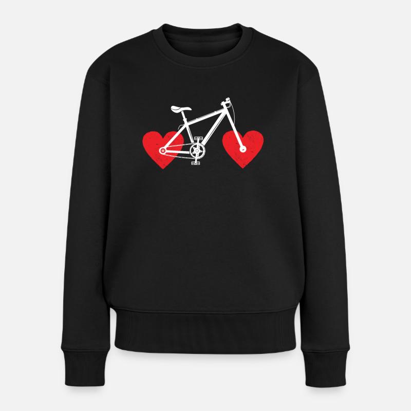 Fahrrad Herzen Shirt Geschenk Radfahrer - Frauen Premium Bio Pullover - Schwarz