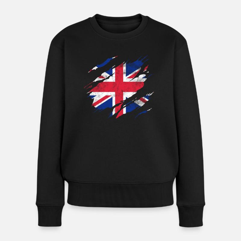 Britische Flagge - Frauen Premium Bio Pullover - Schwarz