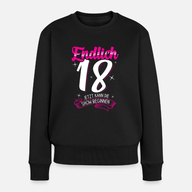 Endlich 18 Geburtstag Geschenk Mädchen - Frauen Premium Bio Pullover - Schwarz
