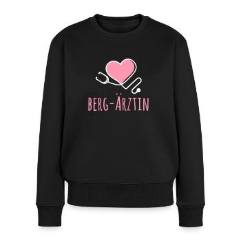 Bergdoktor Berge Alpen Apres Ski Wande berg-ärztin - Frauen Premium Bio Pullover - Schwarz - Vorne - Julia (174cm)