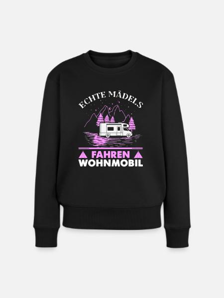 Wohnmobil Wohnwagen Camper Spruch Mädchen Damen - Frauen Premium Bio Pullover - Schwarz