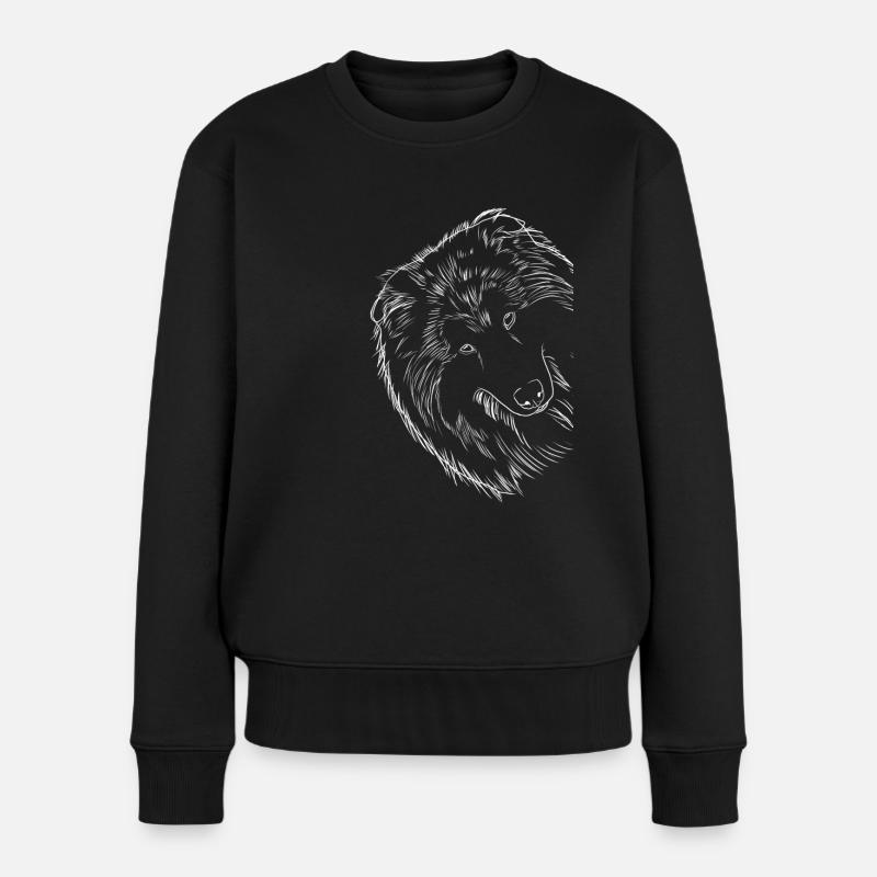 Langhaarcollie Collie Hund - Frauen Premium Bio Pullover - Schwarz