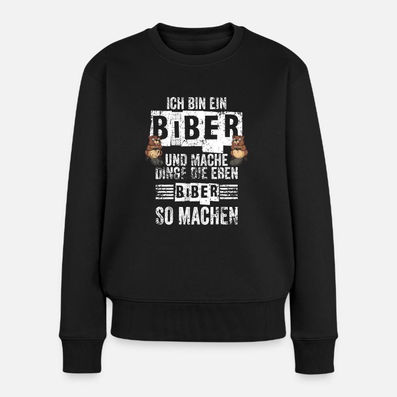 Biber Nagetier Biberliebhaber Geschenk - Frauen Premium Bio Pullover - Schwarz