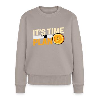 bitcoin - Frauen Premium Bio Pullover - Taupe - Vorne - Julia (174cm)