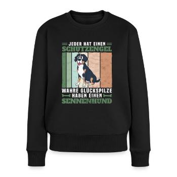 Schweizer Sennenhund Bauernhund - Schutzengel - Frauen Premium Bio Pullover - Schwarz - Vorne - Julia (174cm)
