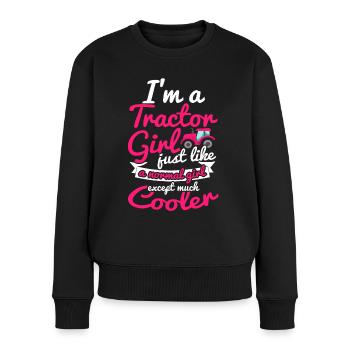 Traktor mädchen - Frauen Premium Bio Pullover - Schwarz - Vorne - Julia (174cm)