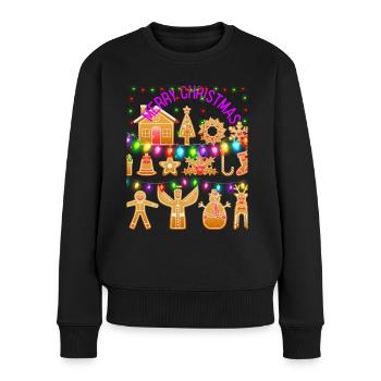 Weihnachten Weihnachten Weihnachten Weihnachten - Frauen Premium Bio Pullover - Schwarz - Vorne - Julia (174cm)