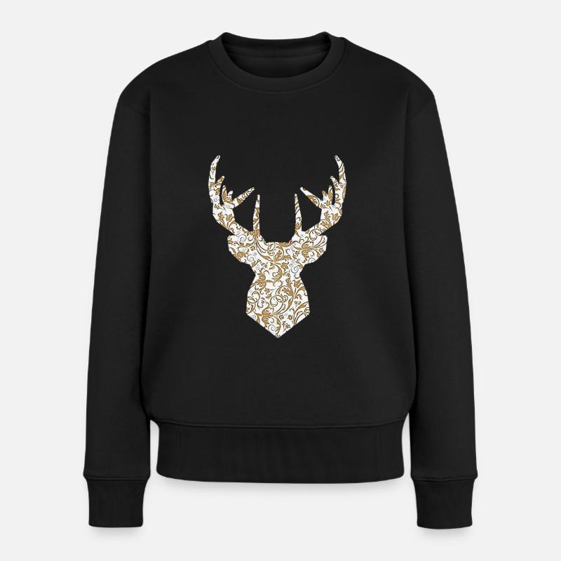 Tête de cerf or - Pull Premium bio Femme - noir