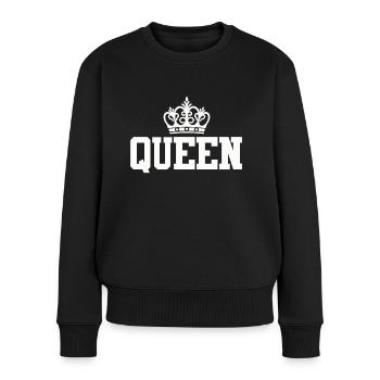 Queen - Partnershirt - King und Queen - Frauen Premium Bio Pullover - Schwarz - Vorne - Julia (174cm)