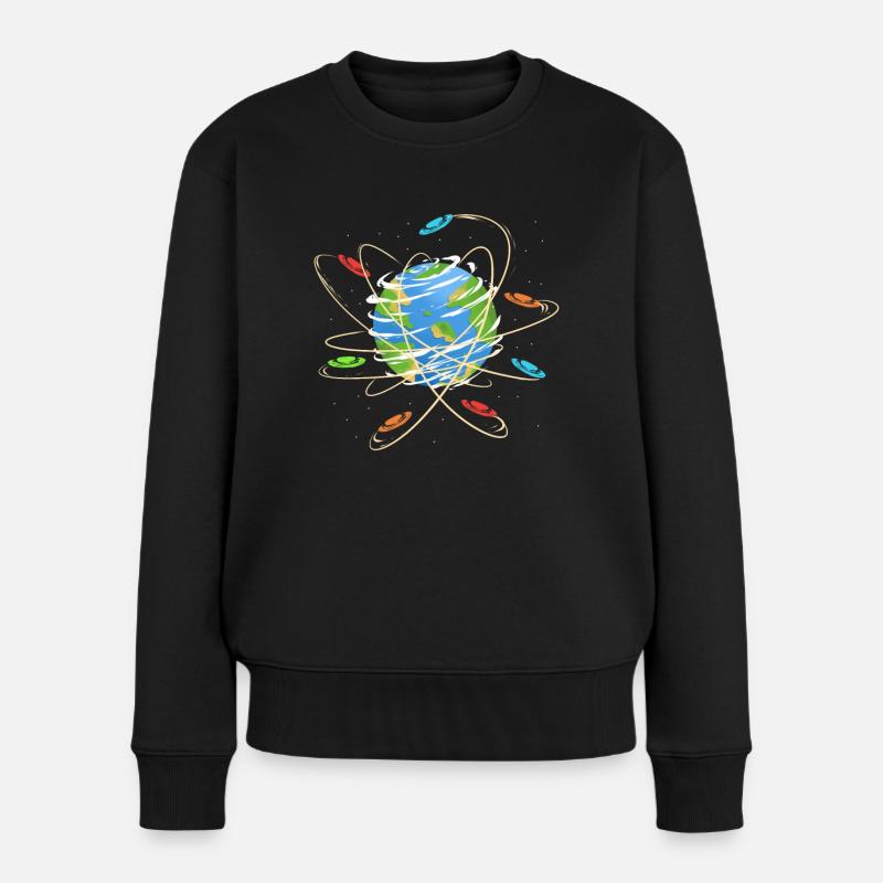 Disc Golf Erde Planet Weltraum Design & Geschenk - Frauen Premium Bio Pullover - Schwarz