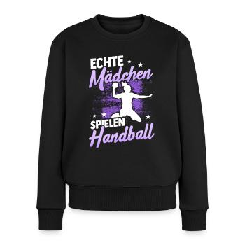 Echte Mädchen Spielen Handball Sport Handballerin - Frauen Premium Bio Pullover - Schwarz - Vorne - Julia (174cm)
