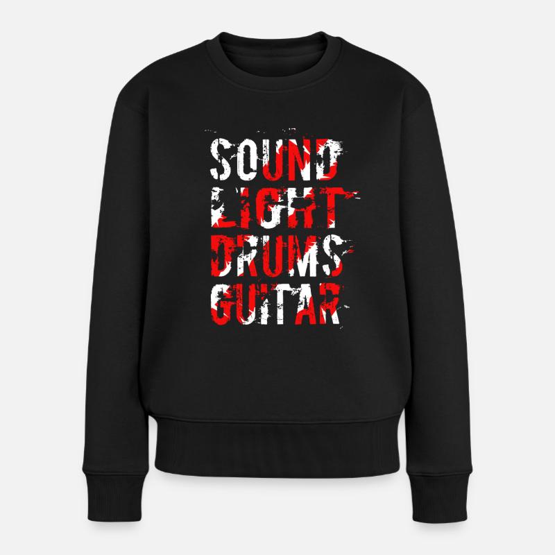 Sound Light Drums Guitar Hardrock Musik Geschenk - Frauen Premium Bio Pullover - Schwarz