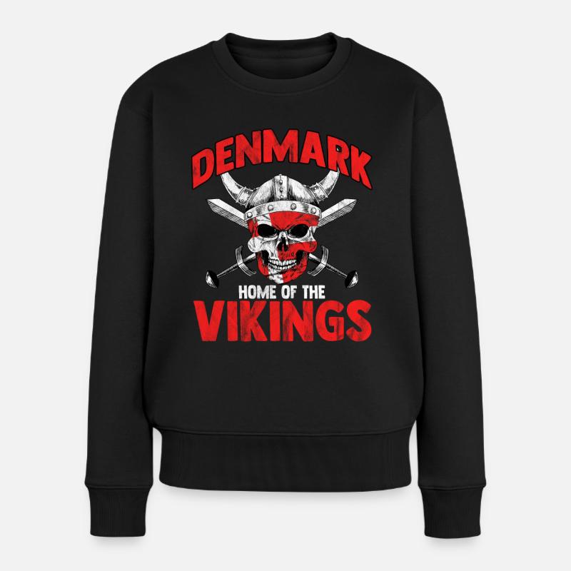 Dänemark Wikinger Kopenhagen Skandinavien Danish - Frauen Premium Bio Pullover - Schwarz