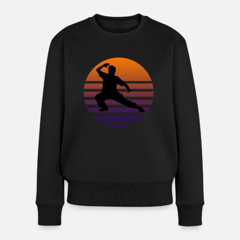 Tai Chi Schattenbild - Frauen Premium Bio Pullover - Schwarz