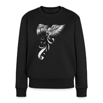 Phoenix Mystik Vogel Legendär Feuer Vintage Retro - Frauen Premium Bio Pullover - Schwarz - Vorne - Julia (174cm)