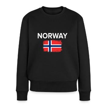 Norwegen - Frauen Premium Bio Pullover - Schwarz - Vorne - Julia (174cm)