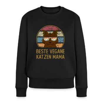 BESTE VEGANE KATZEN MAMA - Frauen Premium Bio Pullover - Schwarz - Vorne - Julia (174cm)