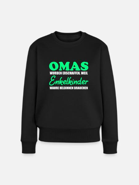 Oma Heldin für Enkelkinder - Frauen Premium Bio Pullover - Schwarz