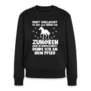 Lustiges Pferde Shirt - Frauen Premium Bio Pullover - Schwarz - Vorne - Julia (174cm)