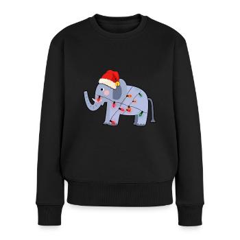 Elefant Ugly Christmas - Frauen Premium Bio Pullover - Schwarz - Vorne - Julia (174cm)
