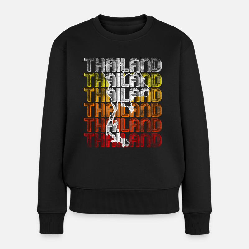 Retro Thailand - Frauen Premium Bio Pullover - Schwarz