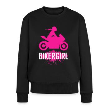 Motard fille super athlète machine de course - Pull Premium bio Femme - noir - Devant - Julia (174cm)