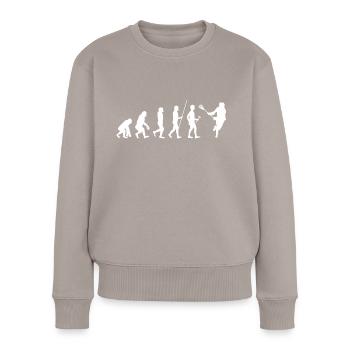 Lacrosse Crossstick Lax Spieler Geschenk - Frauen Premium Bio Pullover - Taupe - Vorne - Julia (174cm)