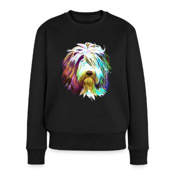 Splash Bearded Collie Hund - Frauen Premium Bio Pullover - Schwarz - Vorne - Julia (174cm)