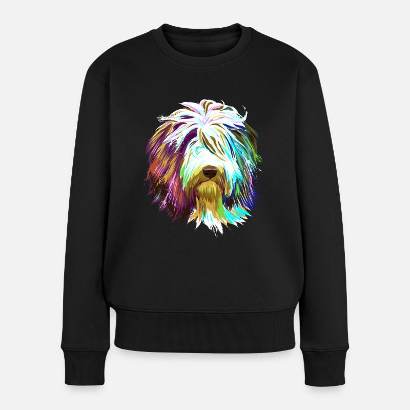 Splash Bearded Collie Hund - Frauen Premium Bio Pullover - Schwarz