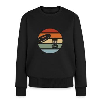 Disc Golf Disc-Golf Frisbee Retro Vintage Outfit - Frauen Premium Bio Pullover - Schwarz - Vorne - Julia (174cm)