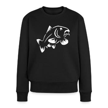 Karpfen - Frauen Premium Bio Pullover - Schwarz - Vorne - Julia (174cm)