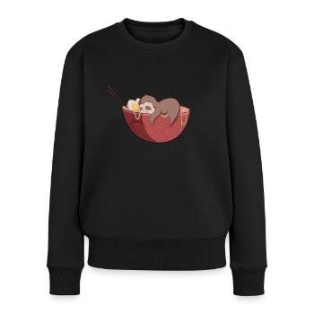 Süßes Faultier in Ramen - Frauen Premium Bio Pullover - Schwarz - Vorne - Julia (174cm)