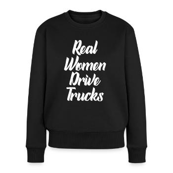 de vraies femmes conduisent des camions - Pull Premium bio Femme - noir - Devant - Julia (174cm)