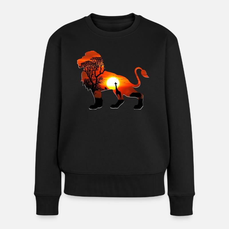 Majestätischer Löwe - Tierisches Dessin - Frauen Premium Bio Pullover - Schwarz