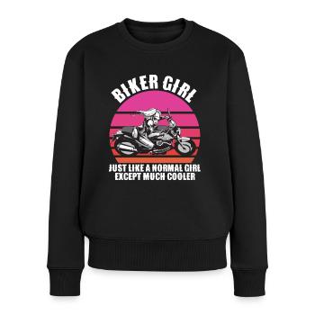 biker girl - Frauen Premium Bio Pullover - Schwarz - Vorne - Julia (174cm)
