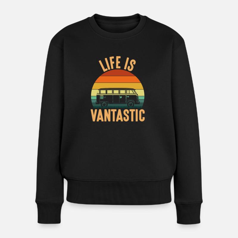 La vie est Vantastic, van minivan camping-car camping - Pull Premium bio Femme - noir