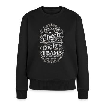 Stolze Chefin eines coolen Teams - Frauen Premium Bio Pullover - Schwarz - Vorne - Julia (174cm)