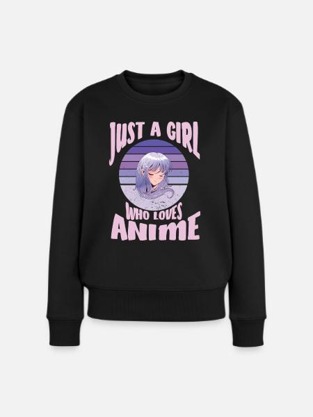 Just A Girl Who Loves Anime Manga chibi Geschenk - Premium økologisk sweatshirt til kvinder - sort