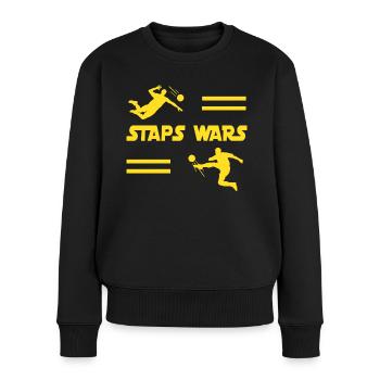 STAPS WARS (Parodie-Design) - Frauen Premium Bio Pullover - Schwarz - Vorne - Julia (174cm)
