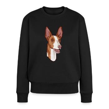Podenco Hundekopfporträt - Frauen Premium Bio Pullover - Schwarz - Vorne - Julia (174cm)
