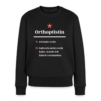 Lustiger Spruch für Orthoptistin Beruf - Frauen Premium Bio Pullover - Schwarz - Vorne - Julia (174cm)