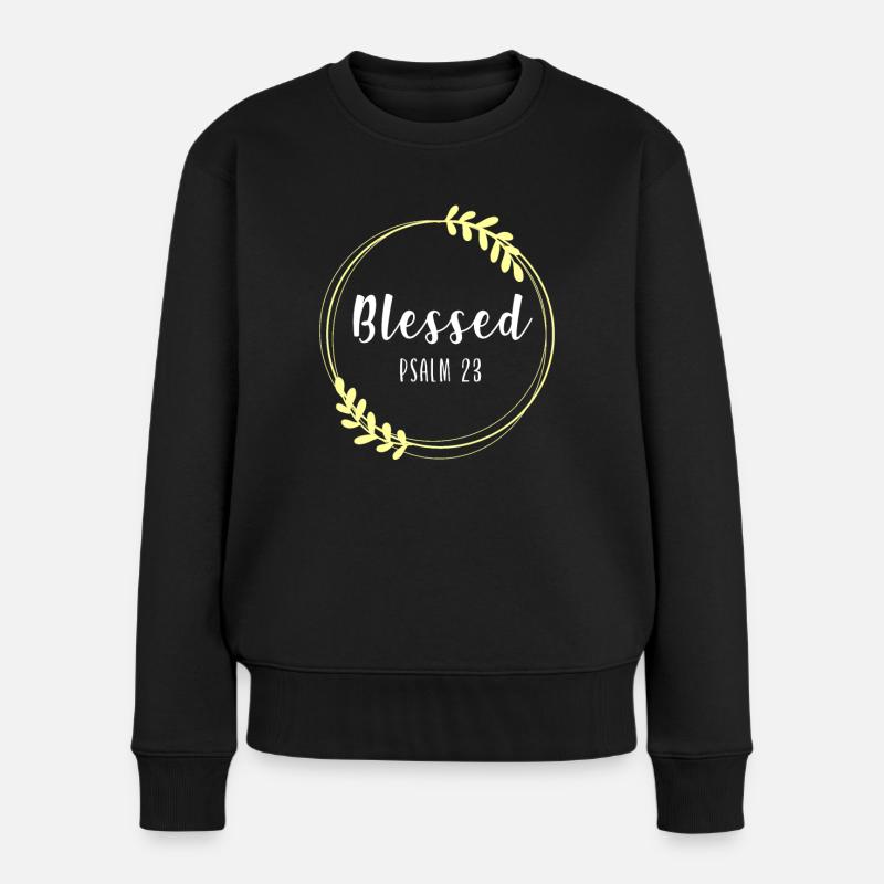 Christlicher Bibelvers Blume Schmetterling - Frauen Premium Bio Pullover - Schwarz