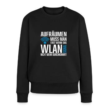Wlan signal Spruch Nerd - Frauen Premium Bio Pullover - Schwarz - Vorne - Julia (174cm)