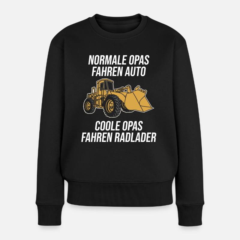 Radlader Opa Bagger Großvater Geschenk - Frauen Premium Bio Pullover - Schwarz