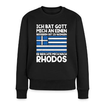 Rhodos Geschenkidee Griechenland - Frauen Premium Bio Pullover - Schwarz - Vorne - Julia (174cm)